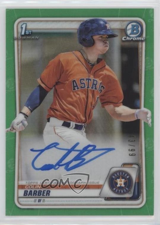 2020 Bowman Chrome Prospect Green Refractor 43/99 Colin Barber #CPA-CBA Auto xb2