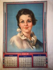 Wall Calendar vintage: "Sweet Sixteen 1939 Apr-Jun months nice print 13.5 x 9 in