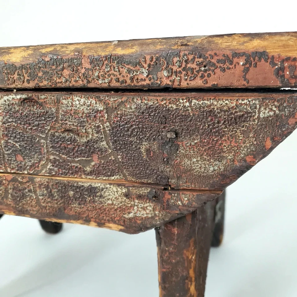 Primitive Authentic Wooden Foot Stool Mortise & Tenon Joints with Early Repair - Image 2 of 4