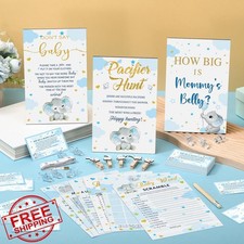 Sherr Baby Shower Games Elephant Theme Activity Cards Pacifier Hunt How Big B...