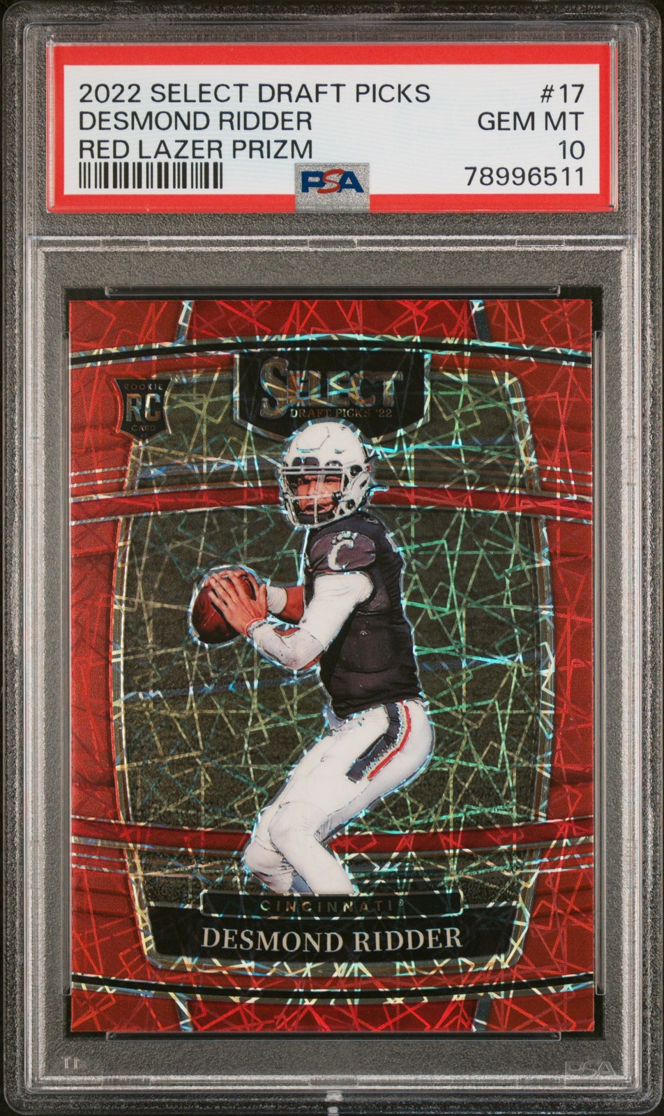 2022 PANINI SELECT DRAFT PICKS RED LAZER PRIZM #17 DESMOND RIDDER ROOKIE PSA 10