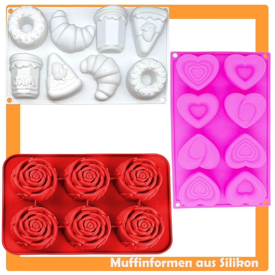 Silikon Muffinform Backform Muffin Muffinförmchen Kuchen Backen Rosen Geburtstag - Bild 1 von 1