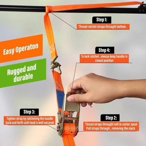 4 Stück 25 mm Ratschengurte Zurrgurte endlos 6 Meter orange 2000 kg Zurrgurte - Bild 9 von 15