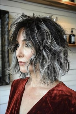 Balayage Ombre Grey Wave 100% Human Hair 13x4 Lace Front Wigs for Women Party