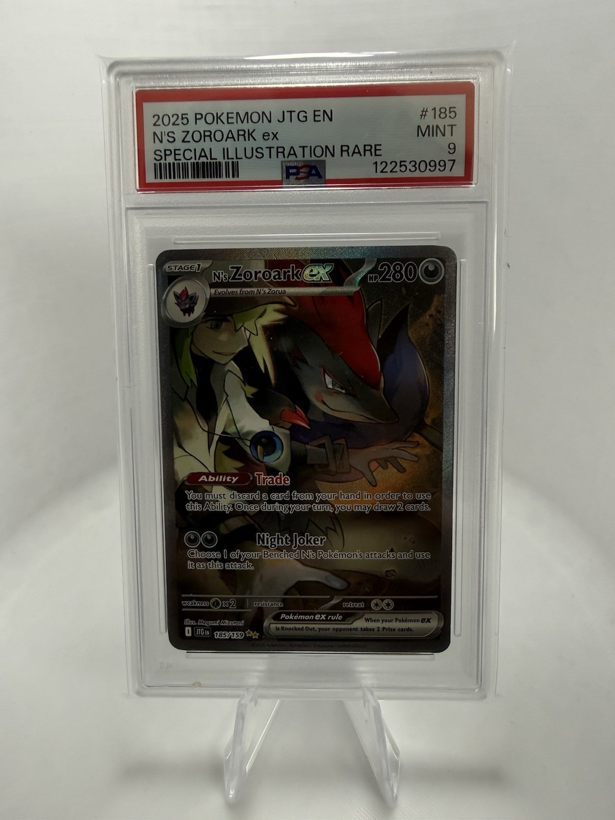 Pokémon TCG N's Zoroark EX Sir 185/159 SV09 Journey Together PSA 9