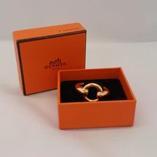 Hermes Carine Scarf Ring Circle Gold Metal with Box Women's Accessory Jewelry