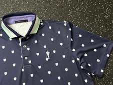 Greyson Payne’s Valley Golf Shirt Polo Blue Green All Over Print Men’s MEDIUM