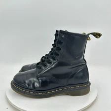 Dr. Martens 1460 Women Size 7 Black Shiny Leather 8 Hole Combat Boot