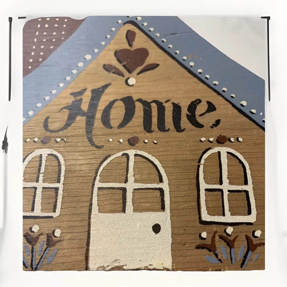 Винтажный 3-PC дерева стены декор дома сладкий дом дома синий цветы деревянный коттедж - Изображение 3 из 4