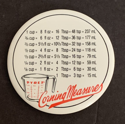 Vtg 1989 Pyrex Corning Measures Glass Measuring Cup Advertising Magnet Kitchen