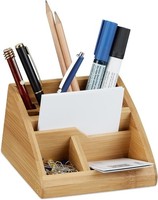 Relaxdays Schreibtisch Organizer Bambus, Stiftehalter Holz, Stiftebox 10022187