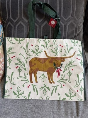 NEW H-E-B Reusable Tote Bag H.E.B. Longhorn Merry Christmas 19x14x 10.5