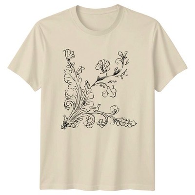 Elegantes botanisches Akanthus Schnörkel T-Shirt Ornament Design Blumen Kunst