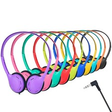 10 Pack Kids Headphones Bulk Class Set for School Students Multi Color Pack