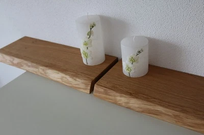 2xWandboard Eiche Wild Massiv Holz Board Regal Steckboard Regalbrett Baumkante ! - Bild 1 von 4