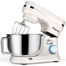 Vospeed Stand Mixer 5QT Electric Food Mixer with Bowl & Attachments –Cream White