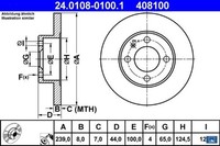 2X Bremsscheibe ATE 24.0108-0100.1 2 Bremsscheiben Vorderachse Vorne