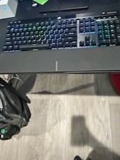 used Corsair K70 RGB PRO Wired Mechanical Gaming Keyboard with palm rest.