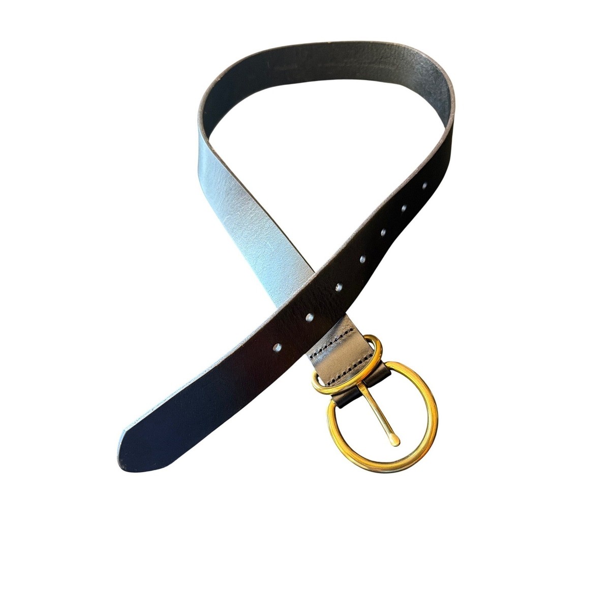 Madewell Belt Black Leather Gold O-Ring Buckle Minimalist 
