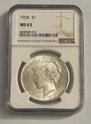 1924 Silver Peace Dollar $1 - NGC MS 63