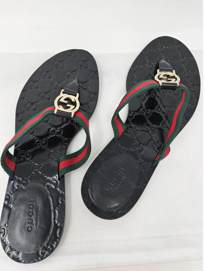 GUCCI Web Strap Thong Sandal SIZE 8.5 with Original Box | eBay display picture 1