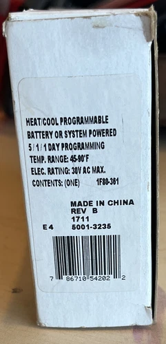 White-Rodgers Comfort-Set 80 Single Stage 5+1+1 Day Programmable Thermostat 1H/1