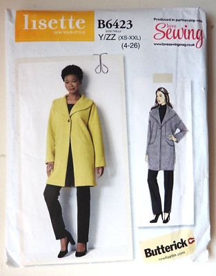 Butterick B6423 Schnittmuster gefütterter Mantel mit Einzelknopf Gr. 4-26 UNCUT Lisette