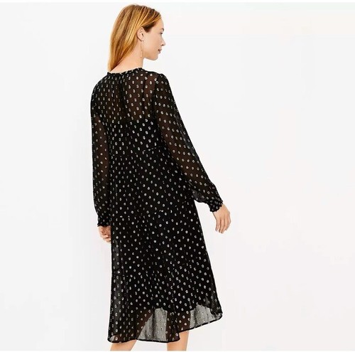 Loft Shimmer Clip Tiered Midi Dress Size Small New - Picture 3 of 7