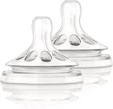 Philips Avent Natural Baby Bottle Nipple, Fast Flow Nipple, 6M+, 2pk, Clear