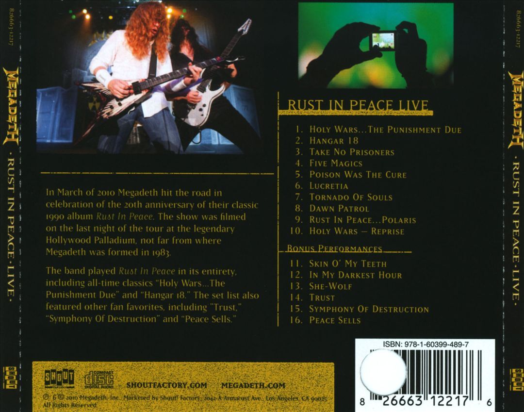 MEGADETH RUST IN PEACE LIVE NEW CD