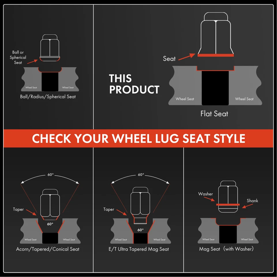5x Tuerca de rueda plana de zinc M12-1,5 para Chevy Impala Equinox Cadillac Buick Foto 3 de 4