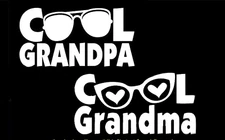 Cool Grandma & Cool Grandpa Sunglasses Two 6" White Vinyl Decals Car Windows