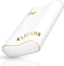 Memory Foam Pillows, Cervical Pillow, 4-Layer King, Contour Pillow, Side Sleep