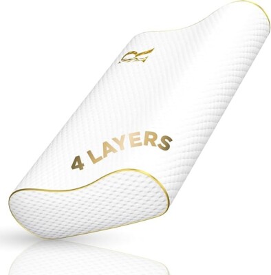 Memory Foam Pillows, Cervical Pillow, 4-Layer King, Contour Pillow, Side Sleep