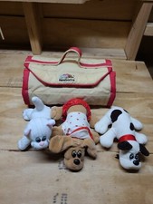 Set of 3 Vintage Pound Puppies with Newborn Carrier Tonka 1986 1 Kitten  2 Dogs