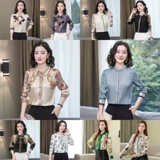 Spring Fall Vintage Striped Print Collar Wome...