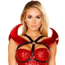 Red Devil Horns Harness Pointy Padded Holster Shoulder Straps Costume 4811