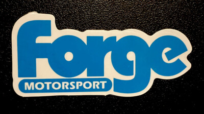 Forge Motorsport sticker. LightBlue Glossy 2-3/4 X 1-1/4 . Self Adhesive