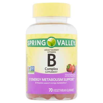 Spring Valley Vitamin B Complex Supplement Adult Vegetarian Gummies, 70 count..+
