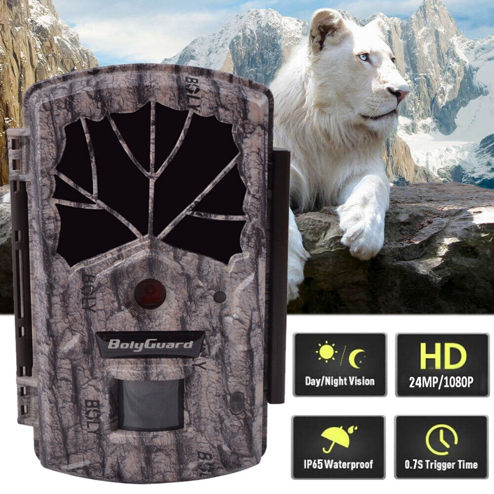 Boly HD 1080P Trail Hunting Game Cam 24MP Night Vision Scout Camera NoGlow 100ft