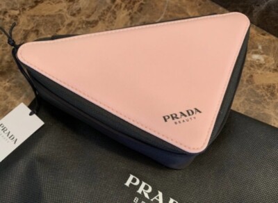 Prada Beauty Pink Black Triangle Beauty Pouch Clutch - New | eBay
