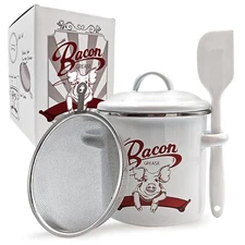 Bacon Grease Saver with Strainer 46oz Bacon Grease Container with 304 Stainle...