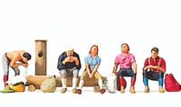Preiser 10443 Wanderer Am Weidebrunnen 5 Figuren H0 1:87 Handbemalt, Neu + Ovp