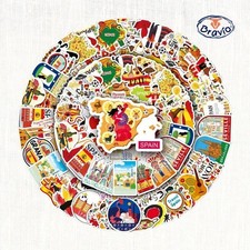 Lote X50 pegatinas España ciudades cultura gastronomía viajes