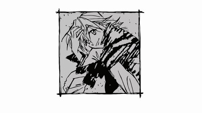 Anime flcl haruhara haruko monochrome girls smiling Gaming Mat Desk Pad