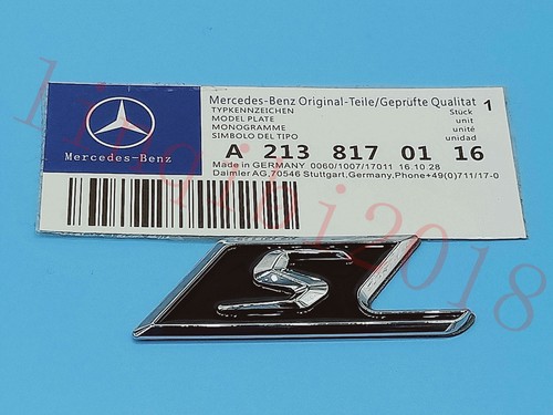 Black S Metal Emblem Badge Decal Sticker For Mercedes Benz S AMG E S CL SL Class - Picture 3 of 7