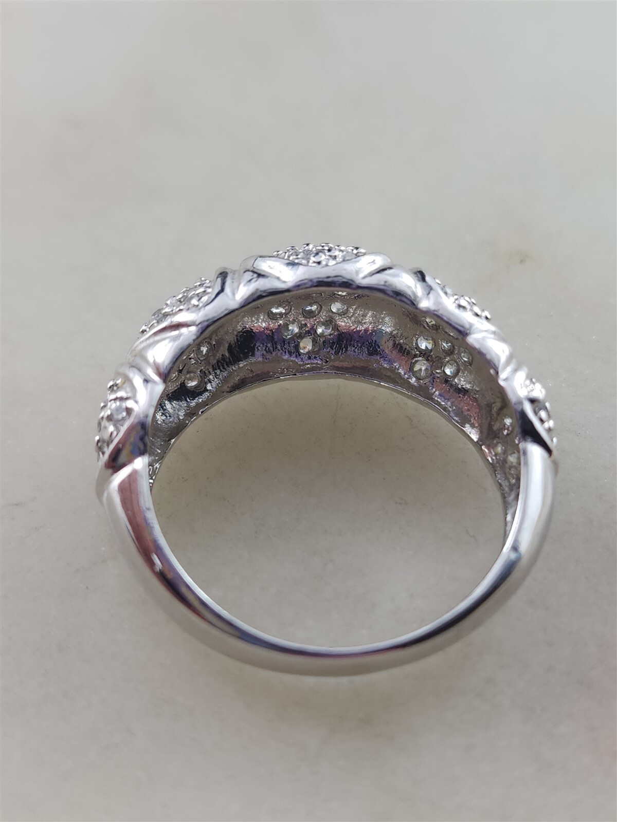 Solid Sterling Silver Sparkling Clear Gemstones R… - image 3