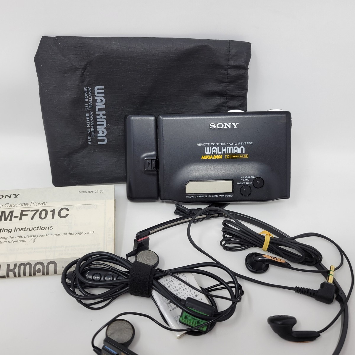 Vintage Sony Walkman WM-F701C Cassette Player Bundle