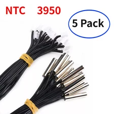5pcs NTC Thermistor Temperature Sensor Waterproof Probe 3950 5*25.5mm 10K 1%