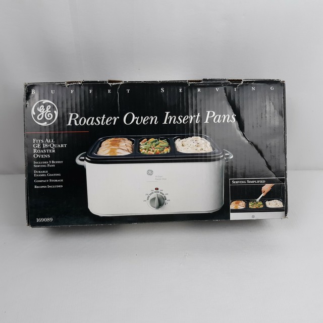 GE Roaster Oven Insert Pans Buffet Serving 18 Quart 169089 Enamal